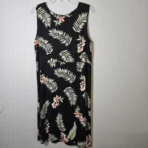 Tahiti Reef Club Dress Womens Large Floral Hawaiian Sleeveless Maxi Beach Rayon